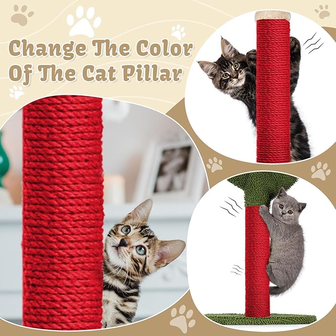 1/4inch ×164Ft Natural Cat Tree Hemp Rope, DIY Repair and Replace Scratching Post Sisal Rope for Scratching Post Cat Tree Tower DIY(Red)
