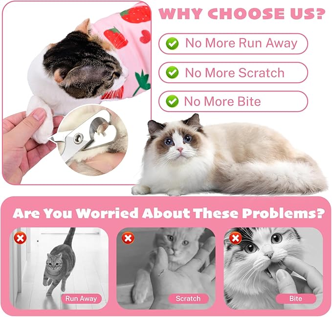 27.6 * 27.6 Inch Cat Grooming Wrap, Cat Wrap for Cutting Nails Cats Restraint for Nail Clipping Cats Swaddle Wraps for Medicine, Nail Clipping, Teeth Brushing, Ear Cleaning