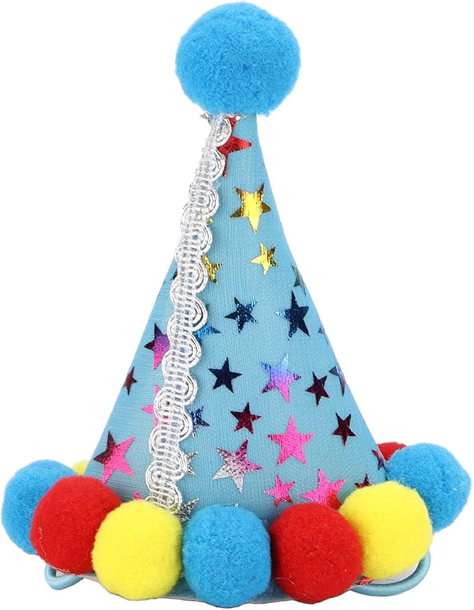 Dog Birthday Hat and Bow Tie Set, Adjustable Soft Pet Party Supplies, Cute Birthday Decorations with Banner for Small Medium Dogs, Washable Polyester Cotton Fabric (Blue)