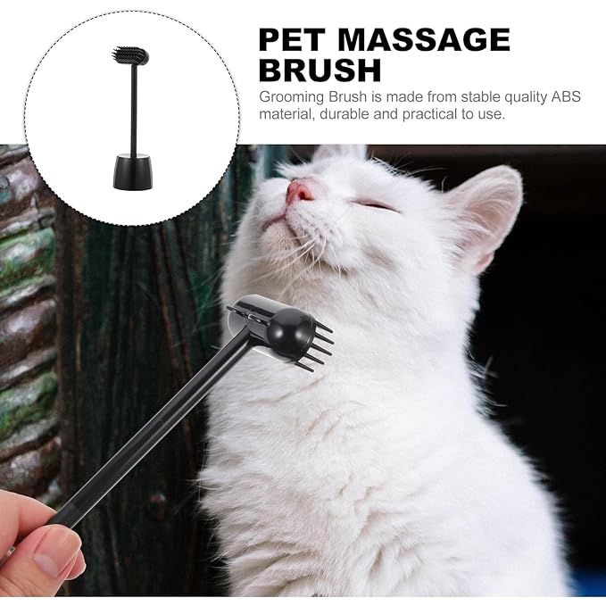 Cat Grooming Brush Hair Cleaning and Massage Tool, Mini Black Shedding and Scratch Brush for Cats and Kittens, Fur Removal and Itch Relief Pet Accessory