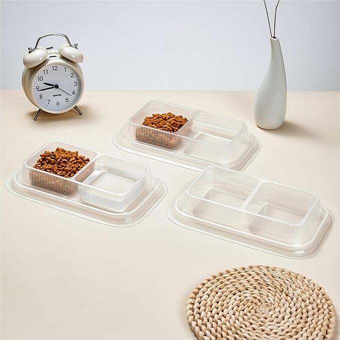 50PCS Disposable Pet Bowls – Anti-Ant Cat and Dog Food Bowls, Large Cat Wet Dishes, Plastic Double Dish for Water, No Spill, Non-Tip, Non-Slip, Ideal for Outdoor Pets, Small and Medium Dogs