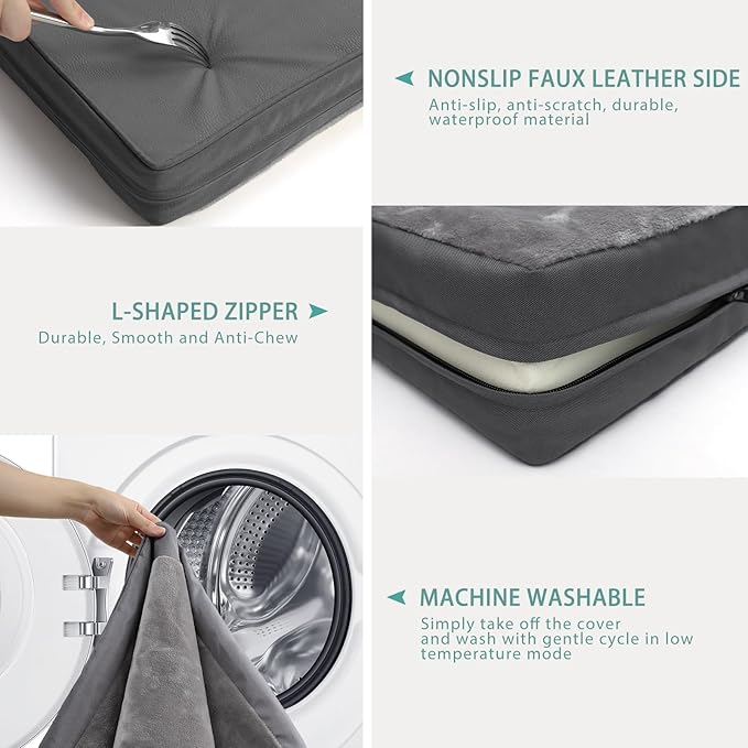Waterproof XXXL Dog Beds Large Sized Dogs, Orthopedic Washable Crate Pad 54 inch, Jumbo XXXLarge Foam Pet Bed with Removable Cover Reversible, Anti-Slip Kennel Pad, 53"x36", Gray