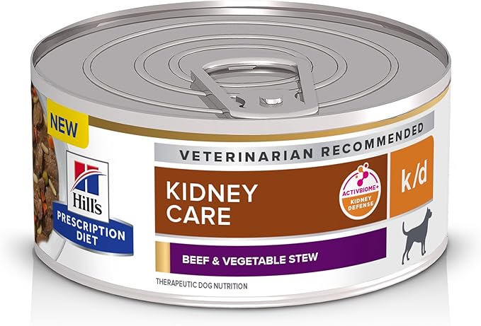 Hill's Prescription Diet k/d Kidney Care Wet Dog Food, Veterinary Diet, Beef & Vegetable Stew, 5.5 oz. Cans, 24-Pack