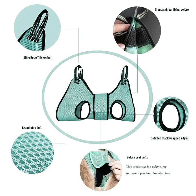 Pet Grooming Hammock with Safety Belt for Nail Trimming, Bathing, and Coat Care - Cat & Dog Harness (Size S)