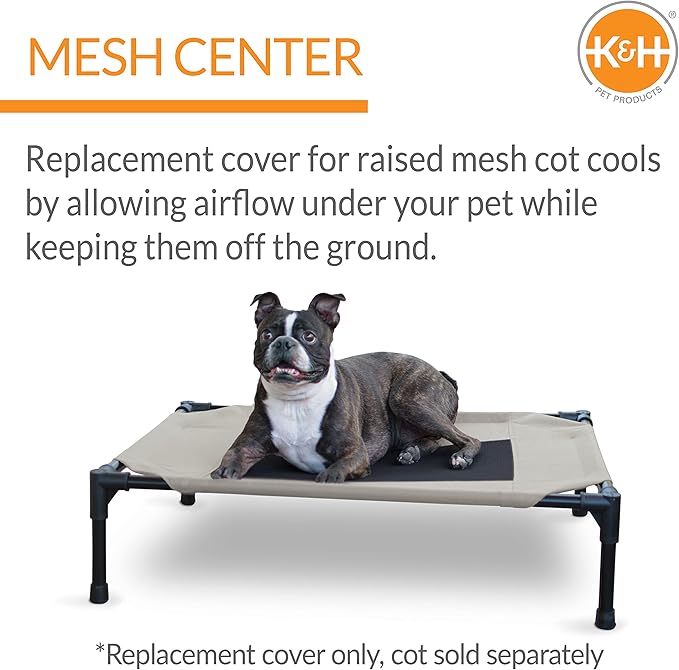 K&H Pet Products Original Pet Cot Replacement Cover (Cot Sold Separately) Taupe/Black Medium 32 X 25 Inches