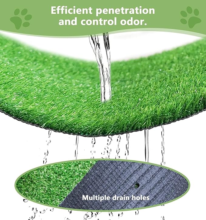 Artificial Grass for Dogs Pee Tray Fake Grass Mat for Professional Puppy Potty Trainer Replacement Dog Grass Pad for Indoor and Outdoor 39.3 x 31.4 Inch (Pack of 1)