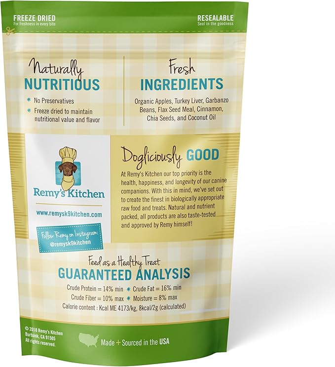 Apple Cinnamon Freeze Dried Dog Treats USA Sourced and Small Batch Made - Human-Grade, All Natural Superfood Dog Snacks Without Artificial Preservatives, Grain Free - 3.5 oz