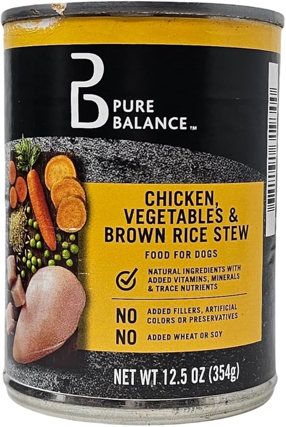 Pure Balance Chicken and Beef Vegetables and Brown Rice Stew Wet Dog Food, 12.5oz Cans (6 Count)
