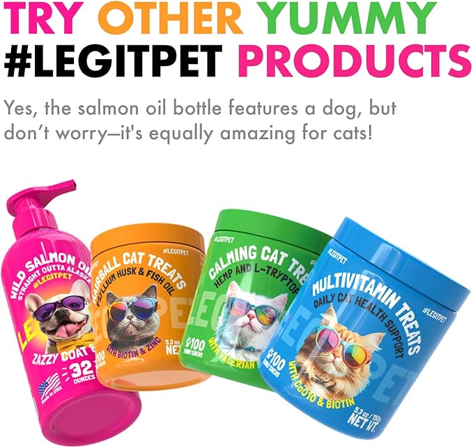 LEGITPET Probiotic Cat Treats with Prebiotics – Digestive Support Soft Chews with Pumpkin & Papaya – Supports Gut Health, Stool Quality & Immune Function – 100 Pet Chicken-Flavored Chews
