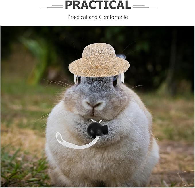 2pcs Beige Multi-Function Dog Straw Hats with Elastic Strap, Wear-Resistant Decorative Puppy Caps for Summer Outdoor Pet Supplies, Inner Diameter 3.2cm