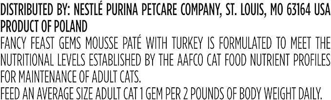 Purina Fancy Feast Gems Pate Mousse Wet Cat Food in Gravy with Turkey - 4 oz. (Pack of 8)