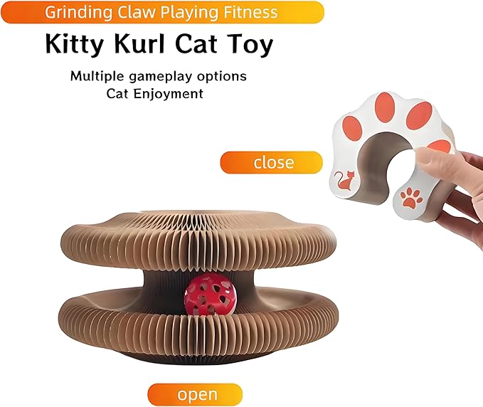 2026 New Kitty Kurl Cat Toy Scratcher,Cat Scratching Post,Interactive Magic Organ Cat Scratcher for Indoor Bored Cats,Cardboard Scratch Pad with Ball