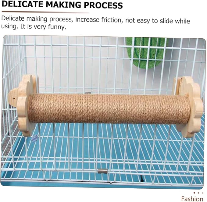 Toyvian Cat Scratching Post and Reusable Wear-Resistant Sisal Pole with Solid Wood Core 40cm for Cat Cage Accessory Indoor Kitten Self-Grooming Furniture