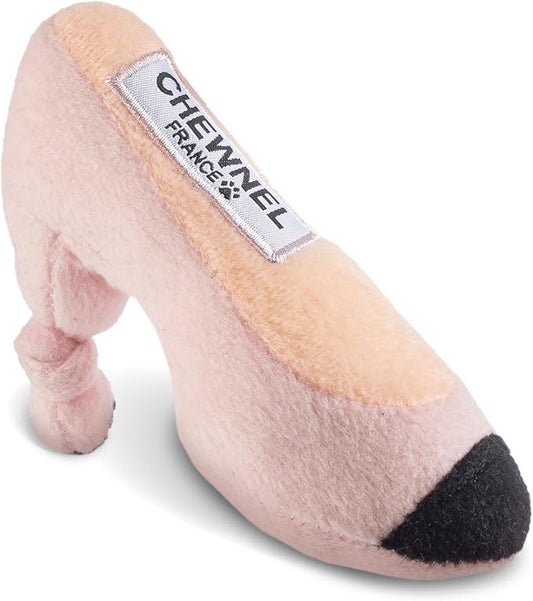 Dog Diggin Designs Chewnel “Tie Me in Knots” Shoe Plush Dog Toy | Luxury-Inspired Parody Designer Heel with Squeaker, Soft Plush Fashion Dog Toy – High Heel Essentials