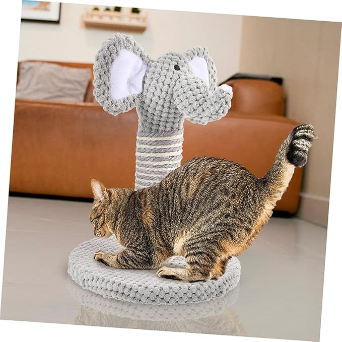 BESPORTBLE 2pcs Cat Scratching Post Kit with Sisal Claw Scratcher and Small Elephant Zebra Design Indoor Floor Cat Climber for Kittens Decorative Reusable Pet Furniture