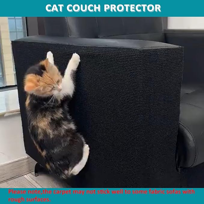 Cat Couch Protector,78.7"x15.8"Trimmable Self-Adhesive Cat Scratching Mat for Wall Scratcher(Black)