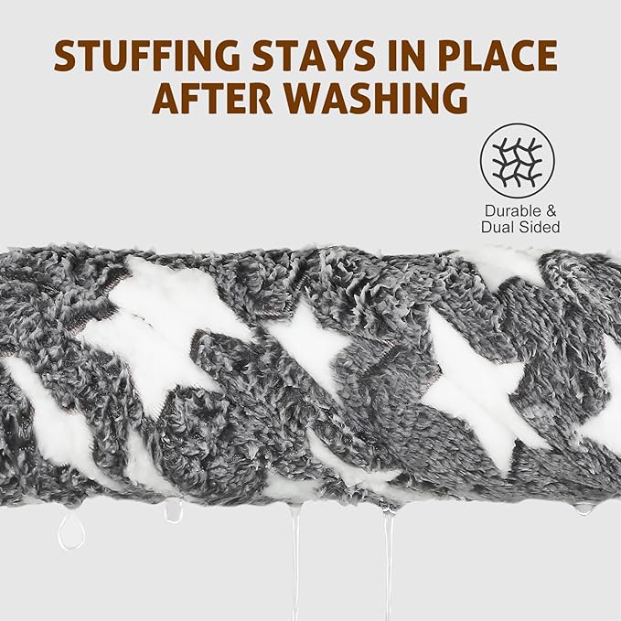 Mora Pets Cat Bed Dog Crate Pad Ultra Soft Pet Bed with Cute Star Print Washable Crate Mat for Small Dogs and Indoor Cats Reversible Fleece Dog Kennel Pad Cat Carrier Mat 14 x 17.5 inch Grey