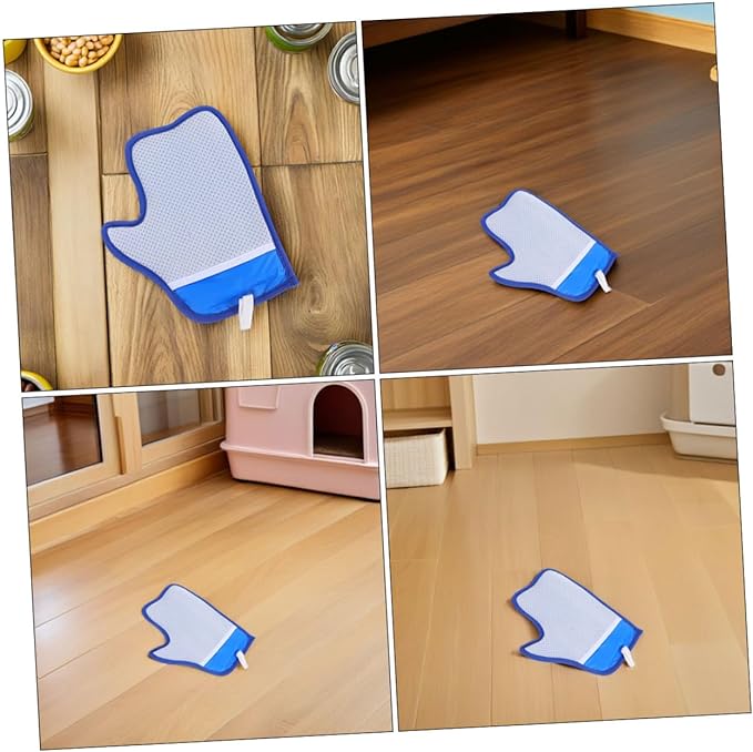 BESPORTBLE 2pcs Reusable Dual-Sided Pet Hair Removal Gloves with Electrostatic Technology for Cats and Dogs Efficient Grooming Mitts for Furniture Clothes Car Interior Blue Hair Cleaning
