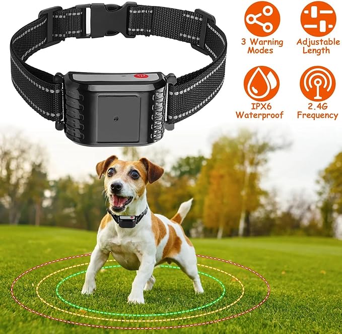 Wireless Dog Fence, 2024 Pet Boundary Containment System, Electric Dog Fence & Remote Training Collar 2in1, Adjustable Vibration & Shock, IP65 Waterproof Collar for Large and Medium Dogs ,for2dogs