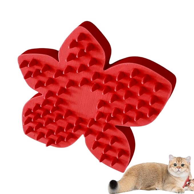 Petal Shape Dog Scrubber, 11.2cm, Soothing Comb, 3D Printed Bath Brush, Grooming, Massage, Skin Care, Pet Supplies, Waterproof, Cleansing