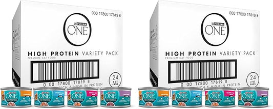 Purina ONE Natural,High Protein Cat Food Variety Pack,Chicken,Tuna,Salmon and Trout Recipes - 3 oz. Cans,(Pack of 48)