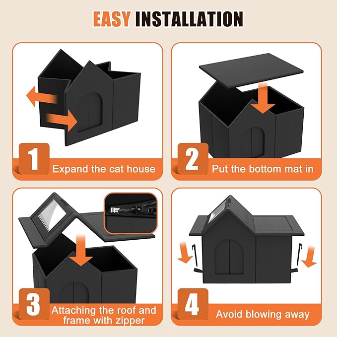 Outdoor Cat House, Weatherproof Pet Shelter for Cats, Durable Cat Bed for Outdoor Indoor, Easy Assembly