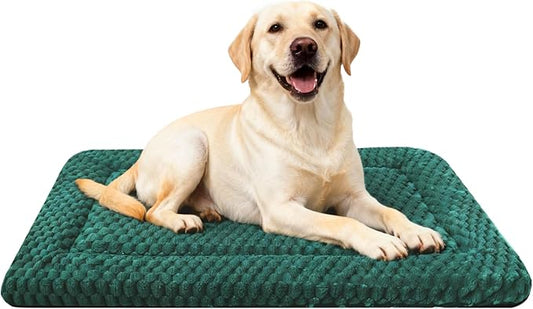 Dog Bed Mat - Dog Crate Pad - Reversible Mat for Pet Comfort - Soft Bed Crate Pads for All Seasons - Durable, Machine Washable Mat for Crates, Travel, and Home (Dark Green, 35" L*23" W*1.5" Th)