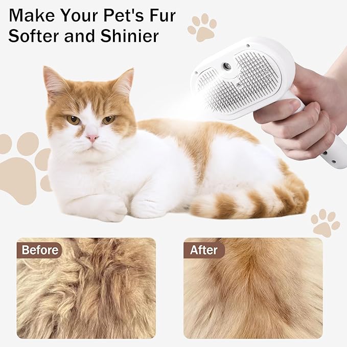 Slicker Brush for Dog Shedding Hair - Dogs & Cats White Brush for Shedding and Grooming, 4 in 1, Suitable for Long and Short-Haired, Removes Loose Fur Effectively
