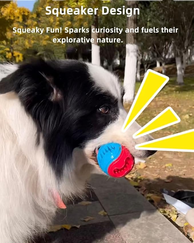 6Pack Dog Treat Dispenser & Squeaky Toy Balls 2.5 Inch/6.5cm Durable Chew Toys for Teeth Cleaning, Slow Feeding Interactive Fetch and Training, Floating Water Toys for Medium Small Dogs
