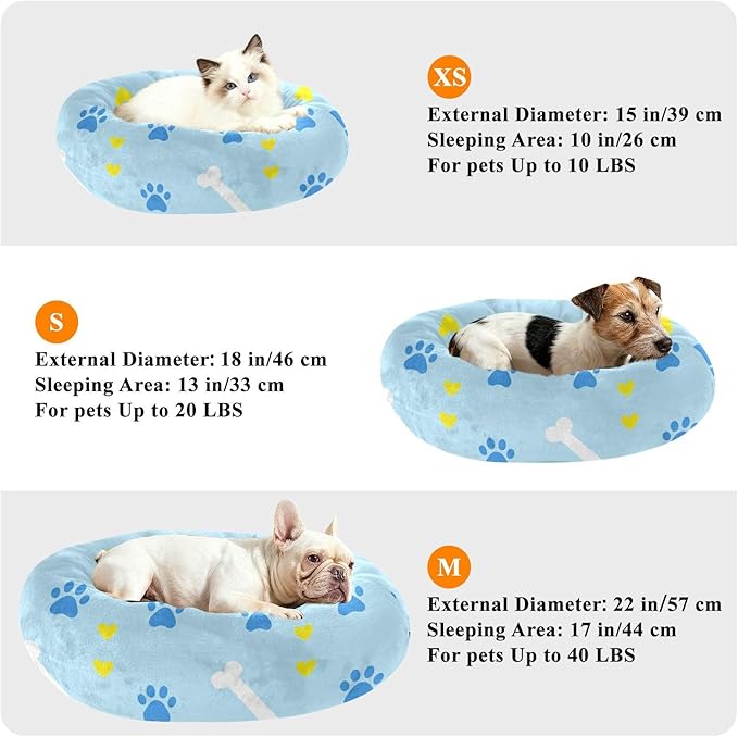 Pet Cat Bed Removable & Washable fluffier Calming Bed for Small Size Pets Supplies Puppy Paw Heart