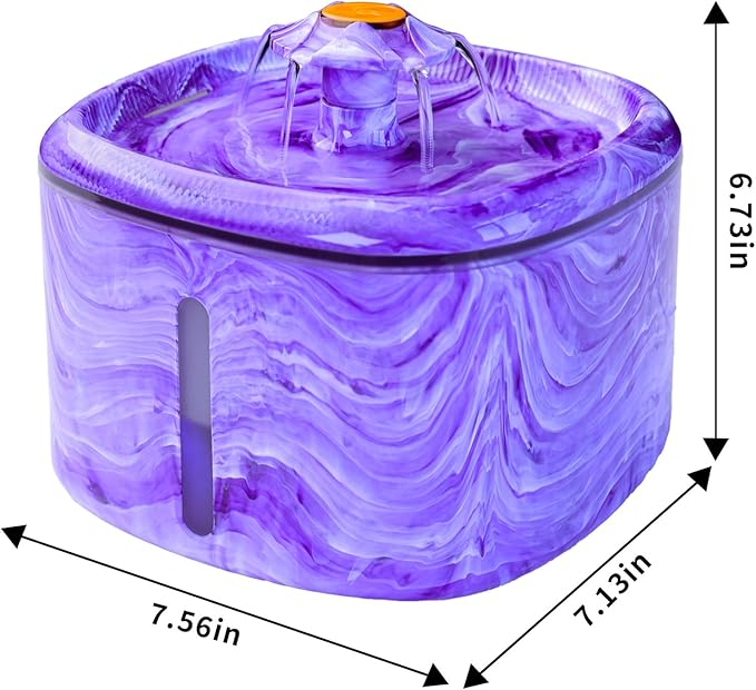 Cat Water Fountain Purple Cute: 84oz/2.5L Automatic Pet Water Fountain for Cats Indoor, Flower Kitty Spout Fountain & LED Blue Light, Upgraded Ultra Quiet Pump, Gifts for Cats, Dogs (2Filters)