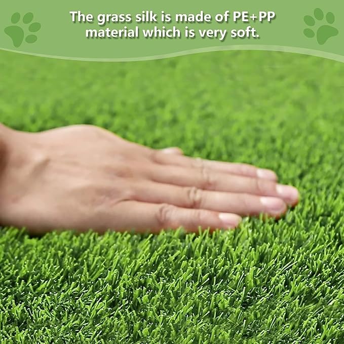 Artificial Grass for Dogs Pee Tray Fake Grass Mat for Professional Puppy Potty Trainer Replacement Dog Grass Pad for Indoor and Outdoor 39.3 x 31.4 Inch (Pack of 1)