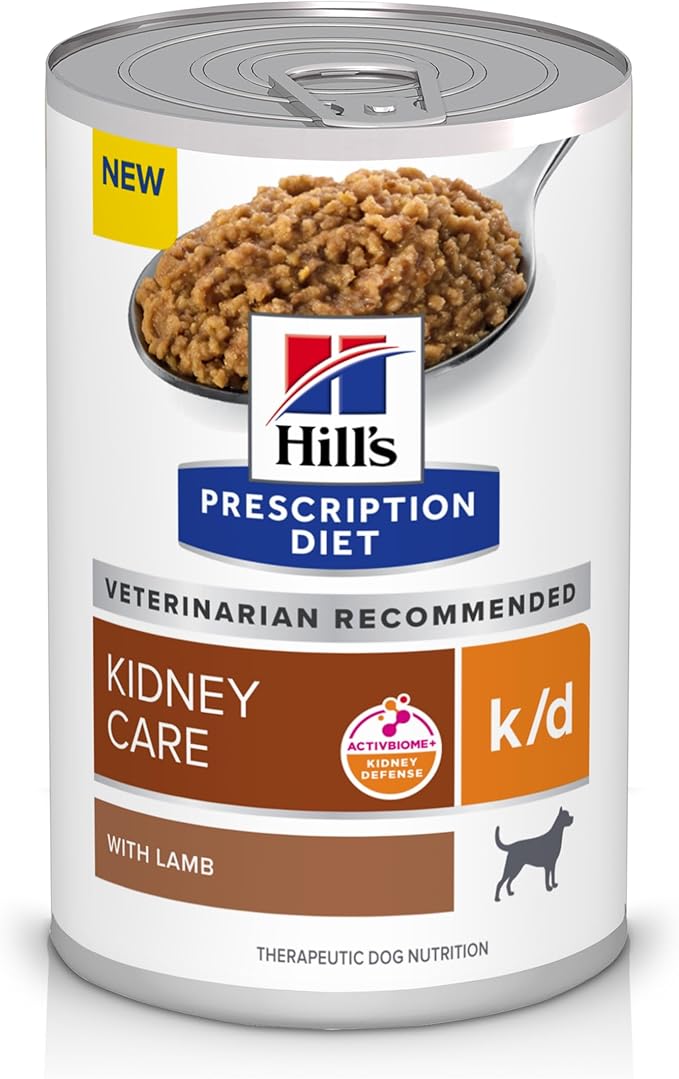 Hill's Prescription Diet k/d Kidney Care with Lamb Canned Dog Food, Veterinary Diet, 13 oz., 12-Pack Wet Food (Packaging May Vary)