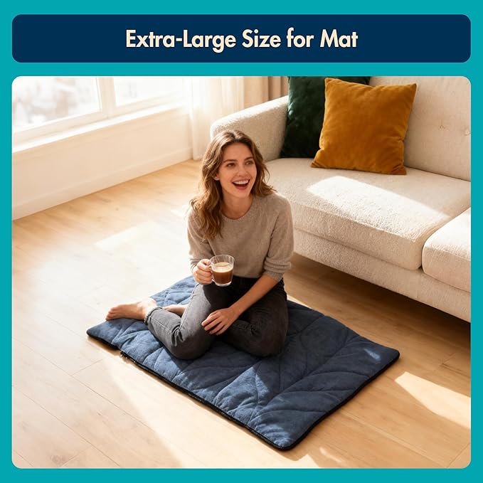 Dog Heating Pad (48"x28") - Waterproof Electric Heated Mat & Pet Bed for Indoor and Outdoor Use, Chew Resistant Cord, Machine Washable Cover with Wheat Pattern Quilting, for Cats and Pets