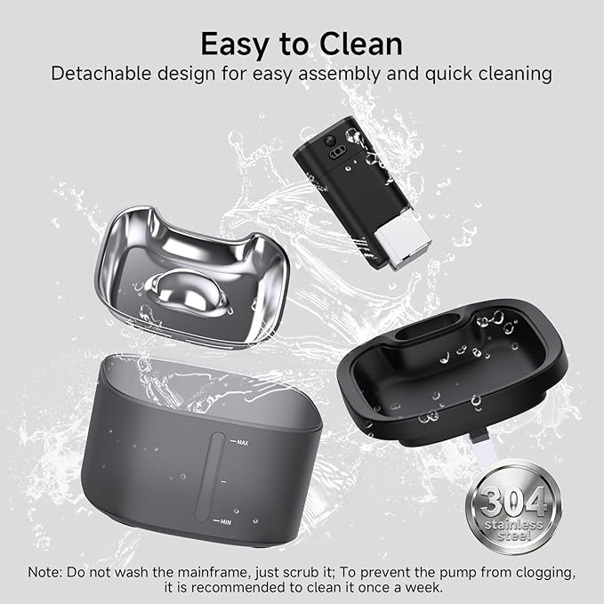 Cat Water Fountain Cordless: Battery Operated 118oz/3.5L Pet Water Fountain for Cats Indoor with Motion Sensor, Cat Drinking Fountains with Stainless Steel Tray, Ultra Quiet, Easy-to-Clean