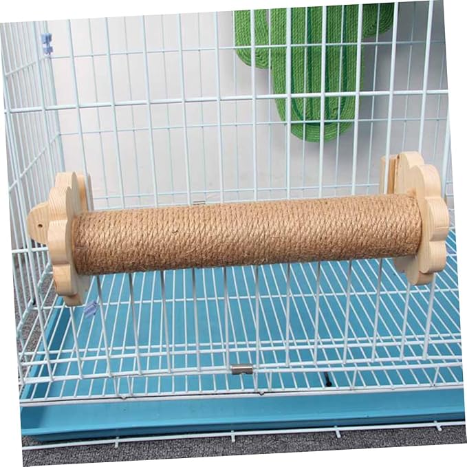 Beaupretty Sisal Cat Scratching Post Vertical Kitten Scratcher with Solid Wood Core 40cm Sturdy Wear-Resistant Cat Cage Accessory for Daily Use