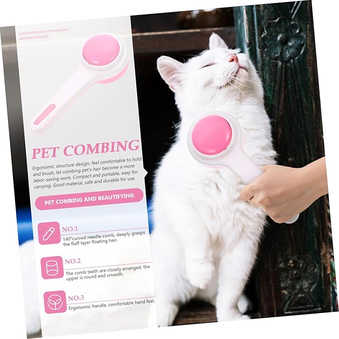 Toyvian Multi-function Pet Comb for Cats Dogs Grooming Brush for Long Haired Dogs Easy Hair Removal Portable Comfortable Handle