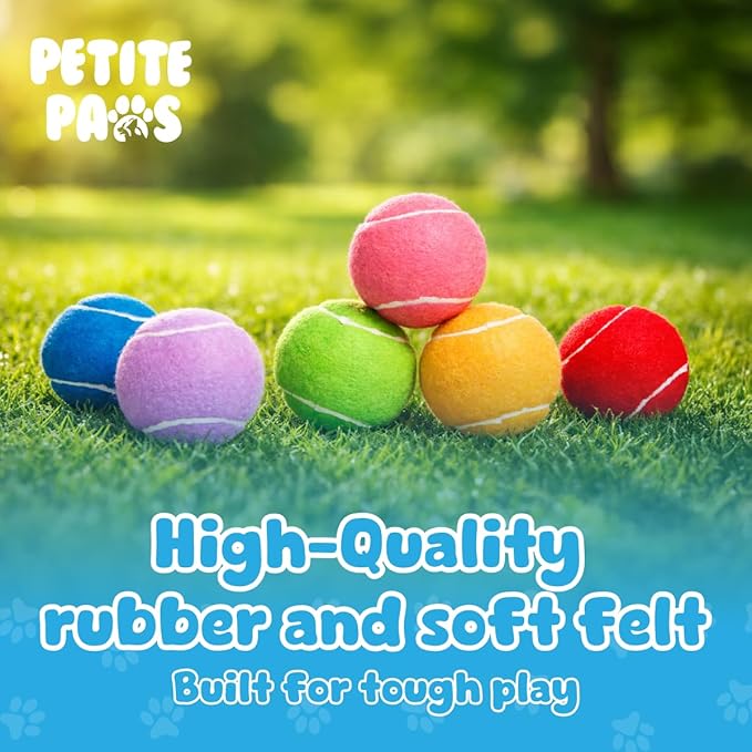 Colorful Squeaky Tennis Balls for Small Dogs and Puppies - 1.5 Inch - 12 Pack - Dog Training Toys for Positive Reinforcement, Interactive Squeaker Ball To Engage Attention Outside, Ball Launcher Fetch