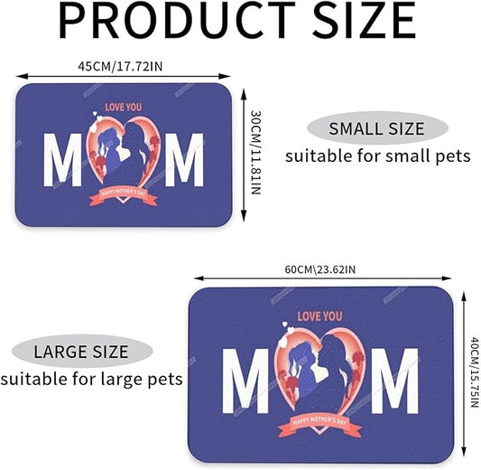 Pet Feeding Mat Happy Mother's Day Floral Gift for Mom Ja Absorbent Pet Placemat for Food Water Bowl with Waterproof Rubber Backing 18X12In Quick Dry Water Dispenser Mat Dog Cat