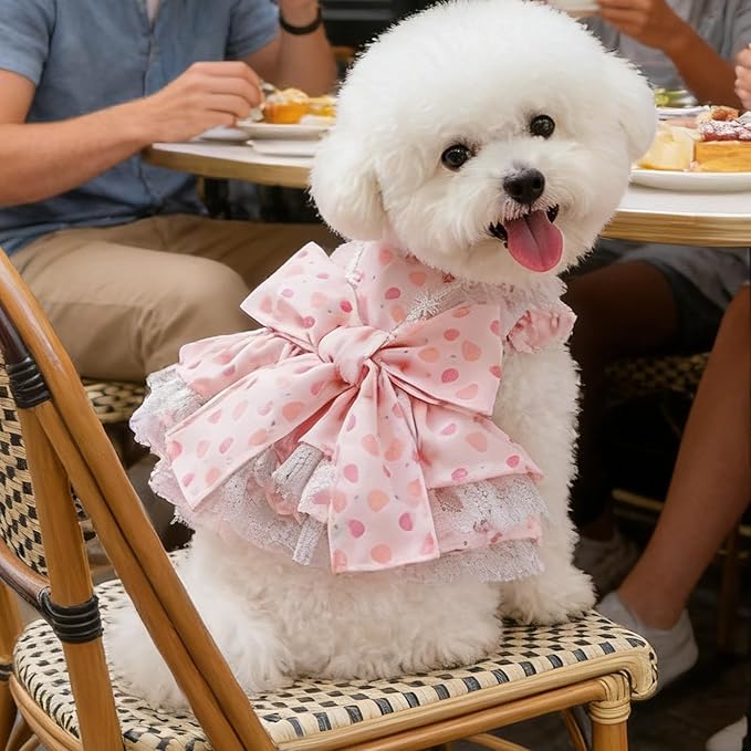 Genérico Puppy Dress - Breathable, Pink and Adjustable - Medium Dog Dress, Puppy Clothes, for Doggie | for All Breeds Daily Use Outdoor Walk Photo Shoot Summer