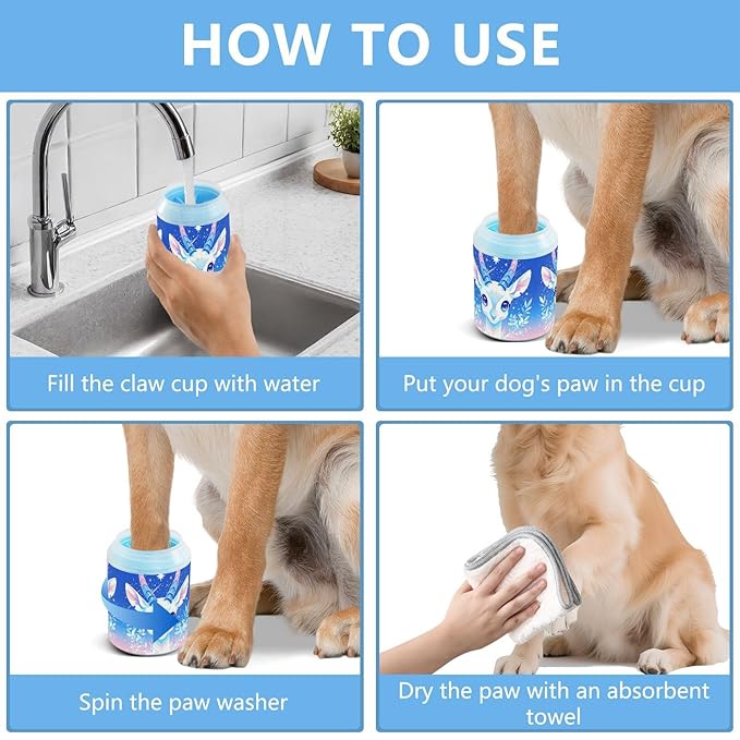 Deer with Starry Background Art Portable Pet Paw Cleaner Cup Soft Silicone Bristles Pets Grooming Supplies for Small Medium Large Breed Dogs, Cats