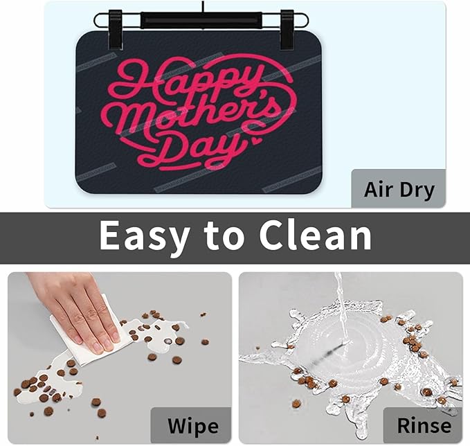 Pet Feeding Mat Absorbent Dog Mat for Food and Water Bowl Dog Accessories Happy Mother's Day Floral Gift for Mom Red Pet Supplies Dogs Quick Dry Cat Water Dispenser Mats 24x16In