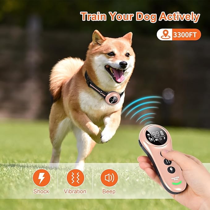 Neoally 2 in 1 Dog Training and Bark Control Collar: Smart Anti Barking Collar with and with No Remote for 5-150 lbs Small Medium Large Dogs. Rechargeable and Waterproof Receiver (Pink)