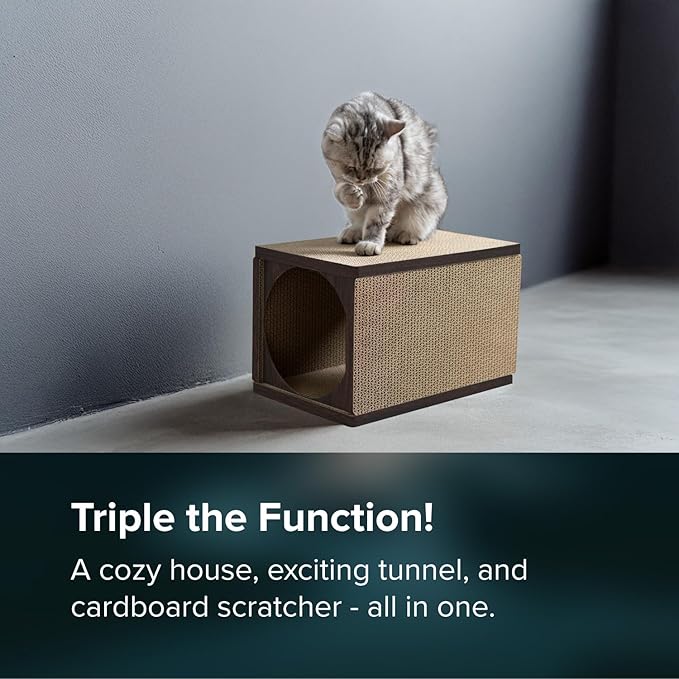 360° Cardboard Cat Scratcher Tunnel & House