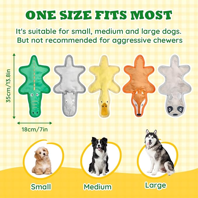 No Stuffing Dog Squeaky Toys, 1 PCS Tough Durable Plush Chew Toy for Boredom and Teething, Interactive Dog Toys for Small Medium Large Dogs to Keep Them Busy (Crocodile)
