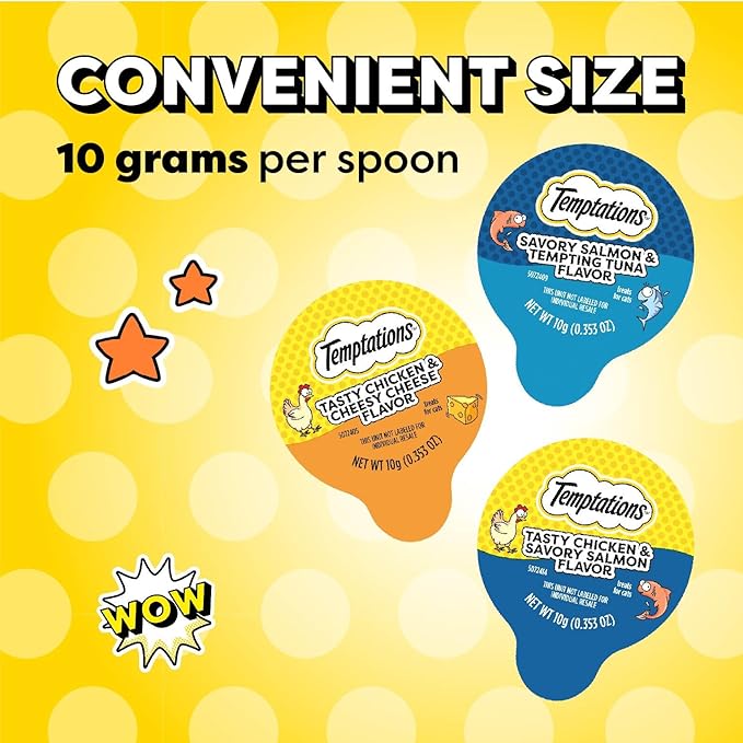 Temptations Lickable Spoons, Soft Lickable Cat Treats, Adult Wet Cat Treats, Variety Pack, 24 Spoons