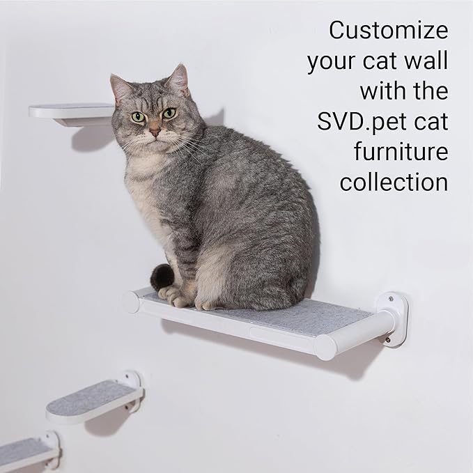 SVD.PET Cat Wall Shelves, 17" x 8" Cat Wall Furniture with Felt Pad, Simple and Modern Design Wal Mounted Platforms for Pet Sleeping and Playing, Easy to Install and to Clean(White)