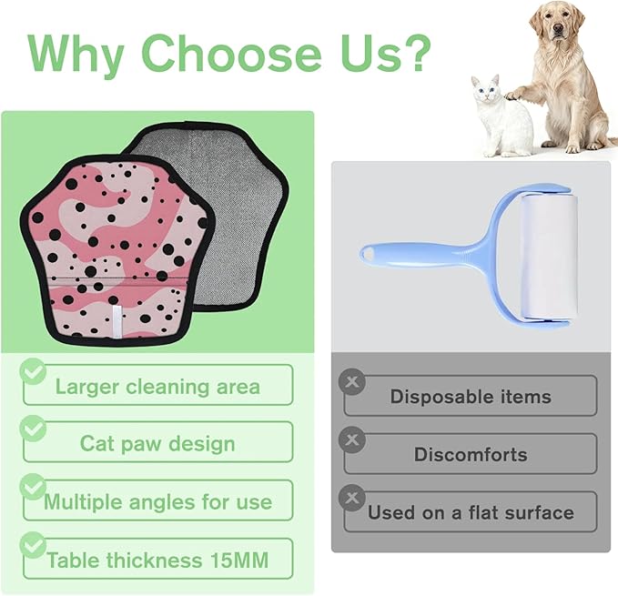 Dots Print Electrostatic Pet Hair Removal Glove for Cats & Dogs - Reusable Grooming Mitt for Couch, Carpet, Car Seat & Laundry - Large 9x9 Inch