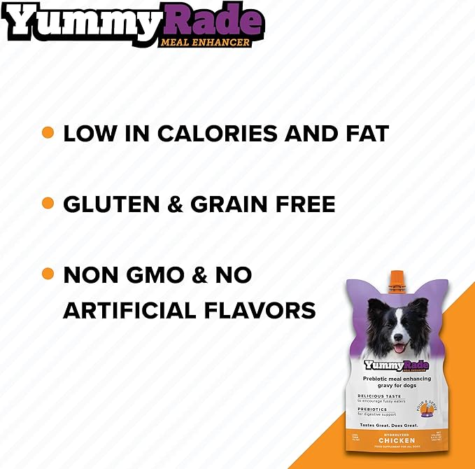 YummyRade – Pet Meal Topper for Dry Dog Food | Healthier Gravy Meal Enhancer & Tasty Low Calorie | Grain Free, Chicken Flavored | Flavor-Boosting Gravy Topper Pets Love! | (250ml x 3)