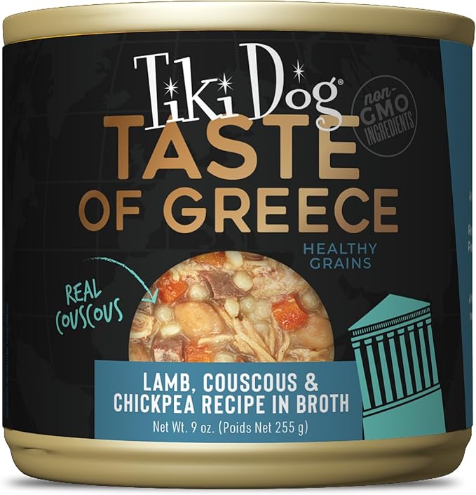 Tiki Dog Taste of The World Wet Dog Food, Greece Lamb, Couscous & Chickpea, 9 oz. Can (8 Count)